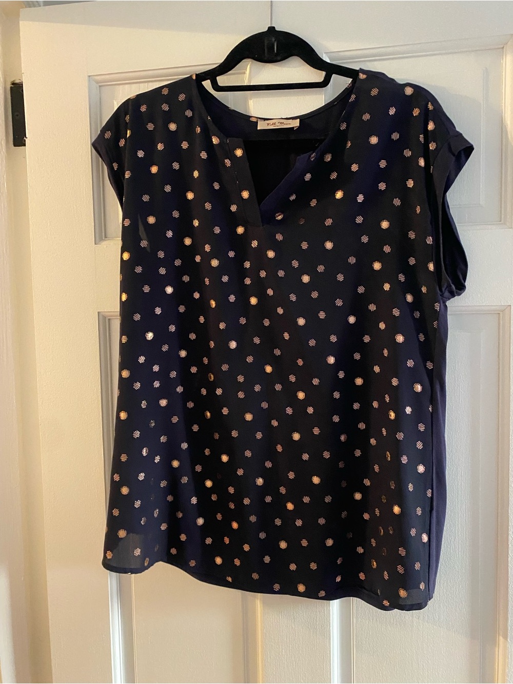 Women’s Navy Dot Cap-Sleeve maternity Blouse